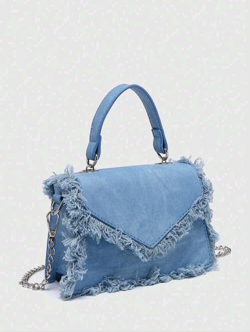 1pc Women Fashion Fringed Small Square Bag, Versatile Chain Shoulder Bag, Ladies - Picture 7 of 15